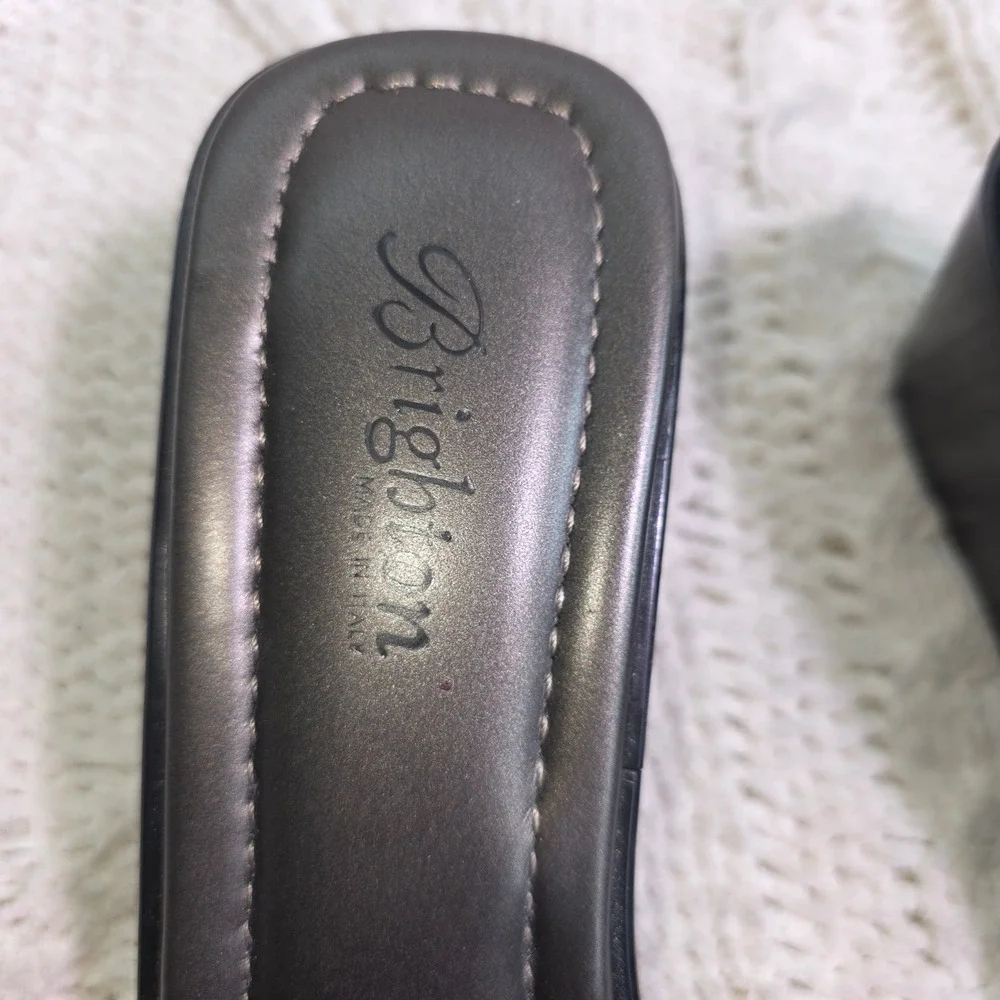Brighton ISIS Wedge Sandal Black Stretchy Medallion Slide Womens 8‎ M Excellent